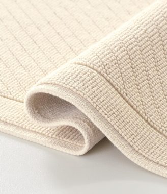 Arkwright 100% Cotton Bathroom Rug - High Absorbent Stylish Textured Woven Design Bath Mat, Slip Resistant Backing for Shower and Bathtub Floor, 17x24 in - Beige