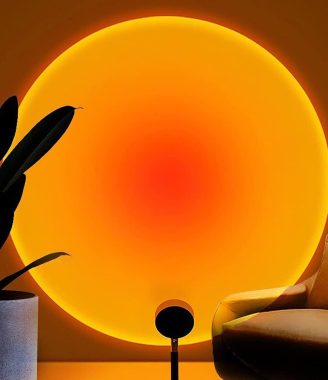 Balkwan Sunset Lamp Projection Rotation Rainbow Lamp Led Romantic Visual Led Light Network Red Light with USB Modern Floor Stand Night Light Living Room Bedroom Decor (Sunset Red)